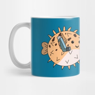 Pufferfish with asthma inhaler Mug